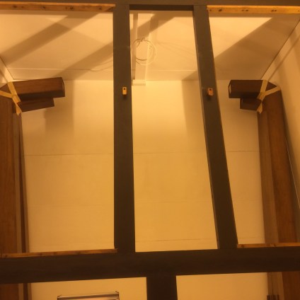 Swellbox, painted and lit, ready for pipe racks and pipes to be fitted