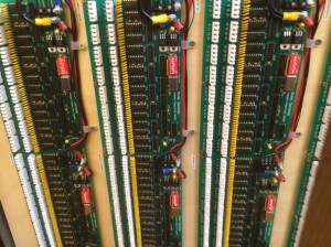 The output boards for the computerised control systems fitted under the Swell windchest