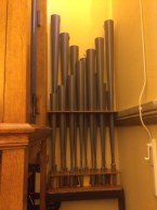 The rest of the trombone pipes located above the swell blower